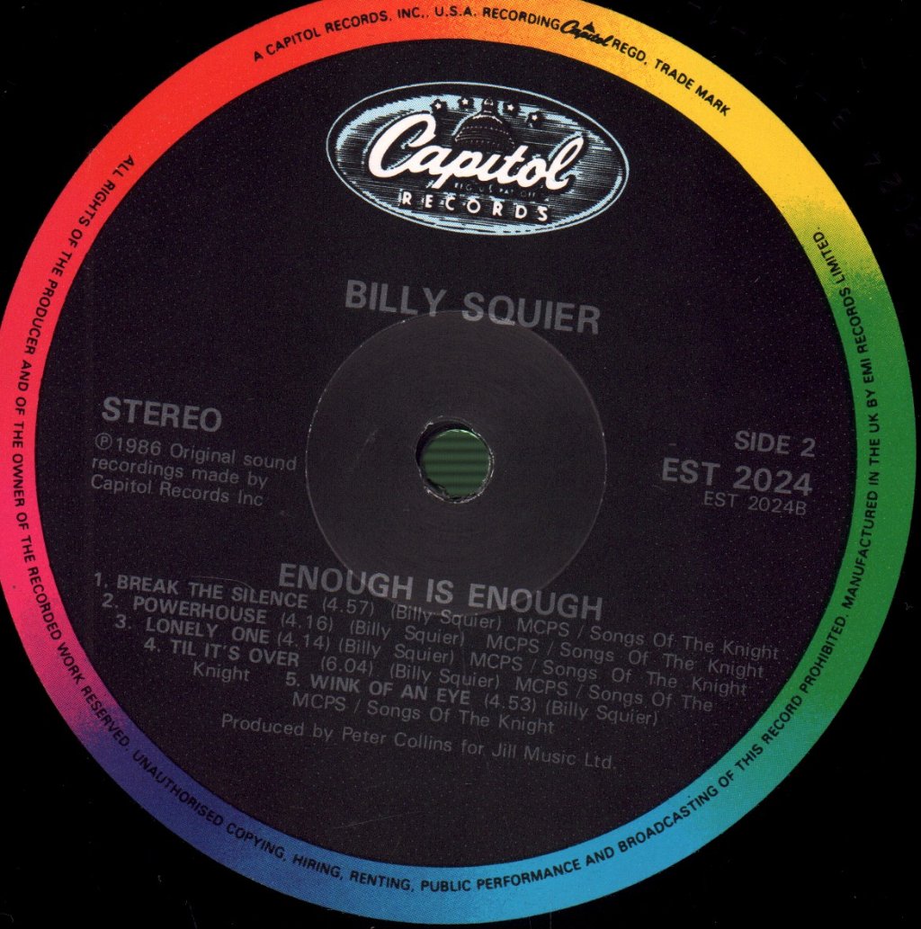 Billy Squier - Enough Is Enough - Lp