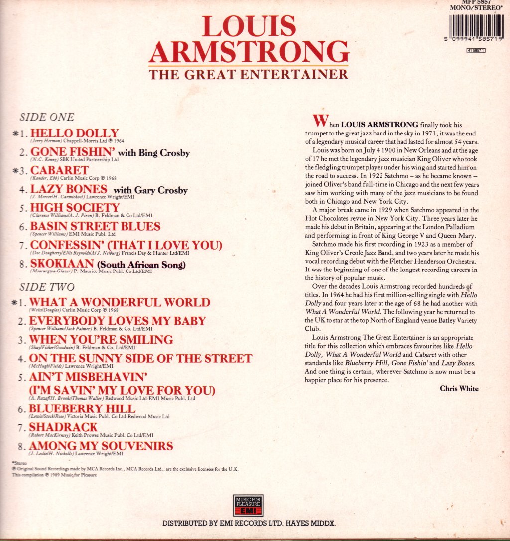 Louis Armstrong - Great Entertainer - Lp