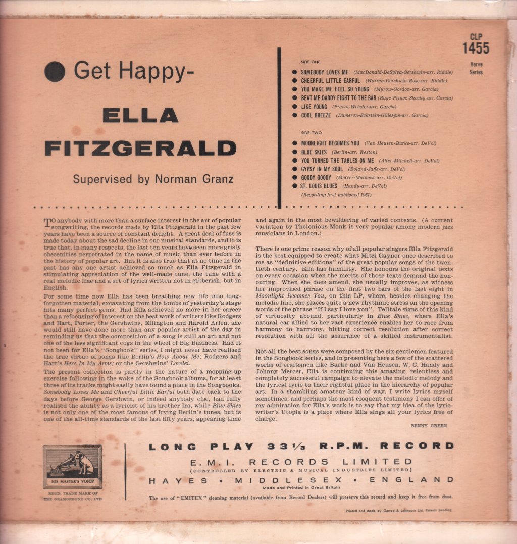 Ella Fitzgerald - Get Happy! - Lp