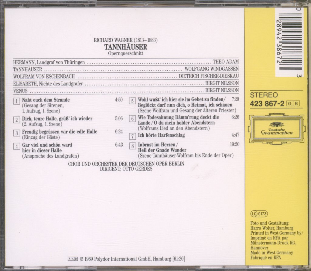 Orchester Der Deutschen Oper Berlin, Otto Genius - Richard Wagner - Tannhäuser - Cd