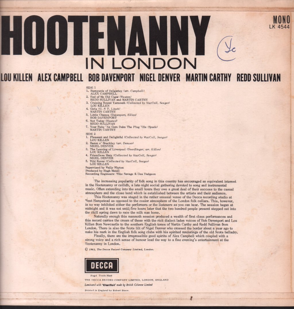 Hootenanny In London - midnight folk concert - Lp