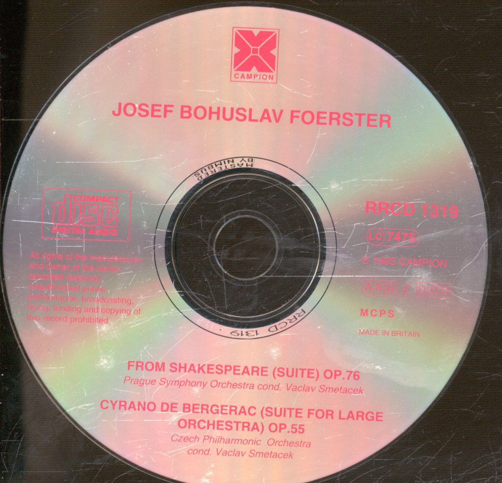 Czech Philharmonic Orchestra, Václav Smetáček - Josef Bohuslav Foerster- Cyrano De Bergerac / Shakespeare Suite - Cd