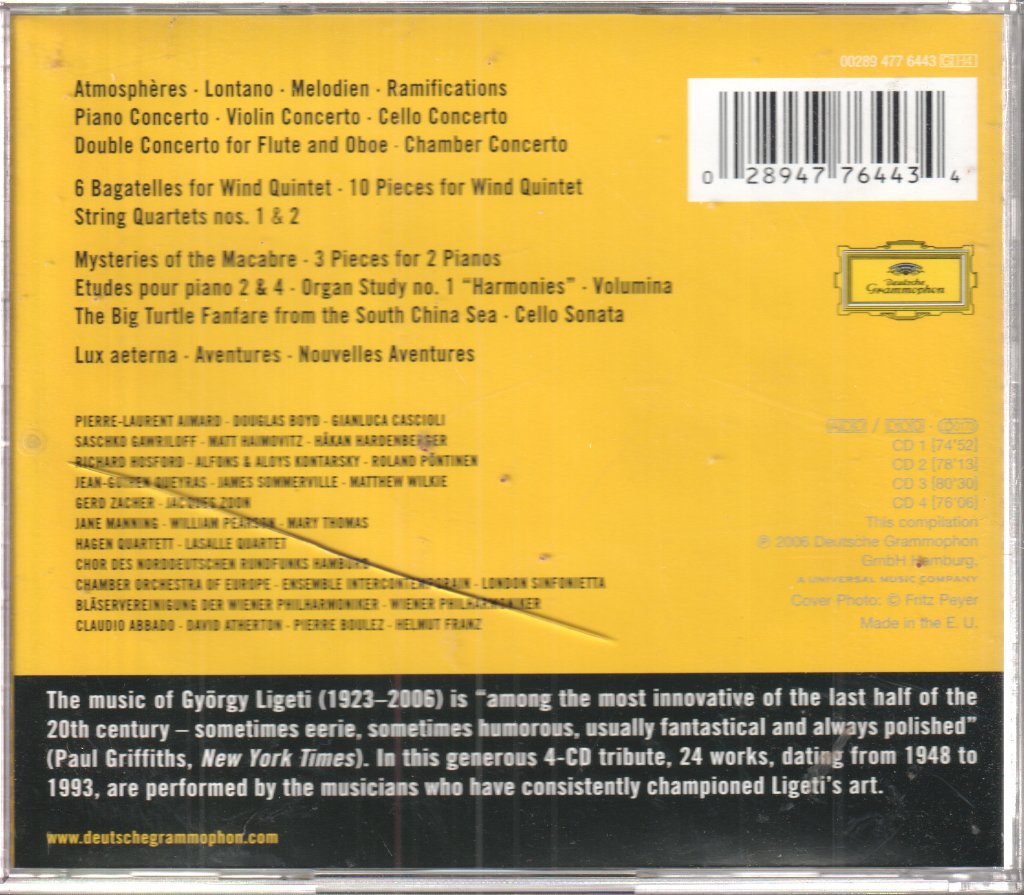 György Ligeti - Clear Or Cloudy – Complete Recordings On Deutsche Grammophon - Cd Set