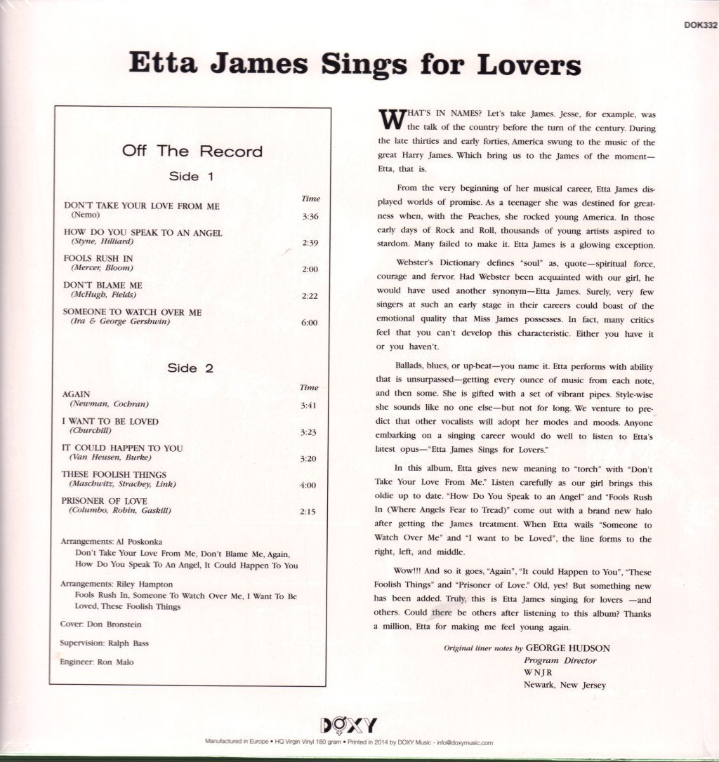 Etta James - Sings For Lovers - Lp