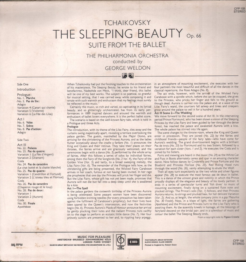 George Weldon / Philharmonia Orchestra - Tchaikovsky - Sleeping Beauty Ballet Suite - Lp