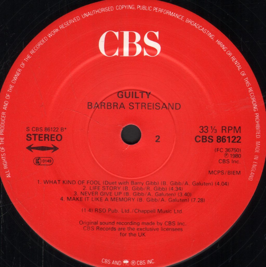 Barbra Streisand - Guilty - Lp