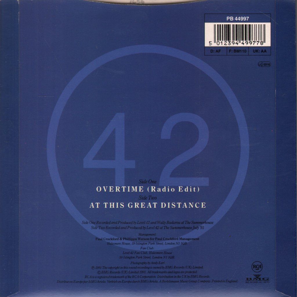 Level 42 - Overtime - 7 Inch