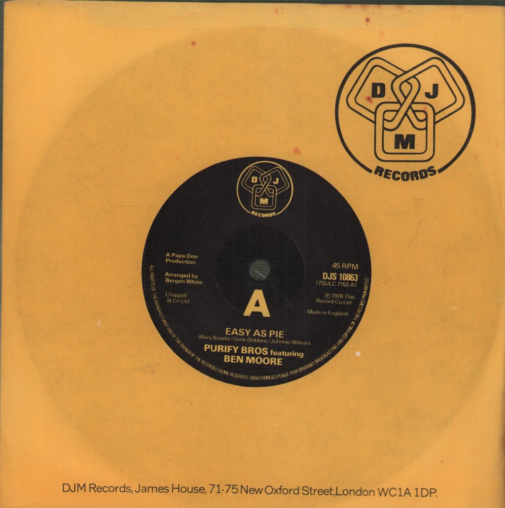 Purify Bros Featuring Ben Moore - Easy As Pie - 7 Inch