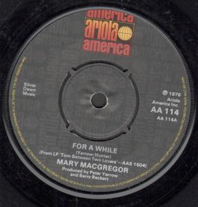 Mary Macgregor - For A While - 7 Inch