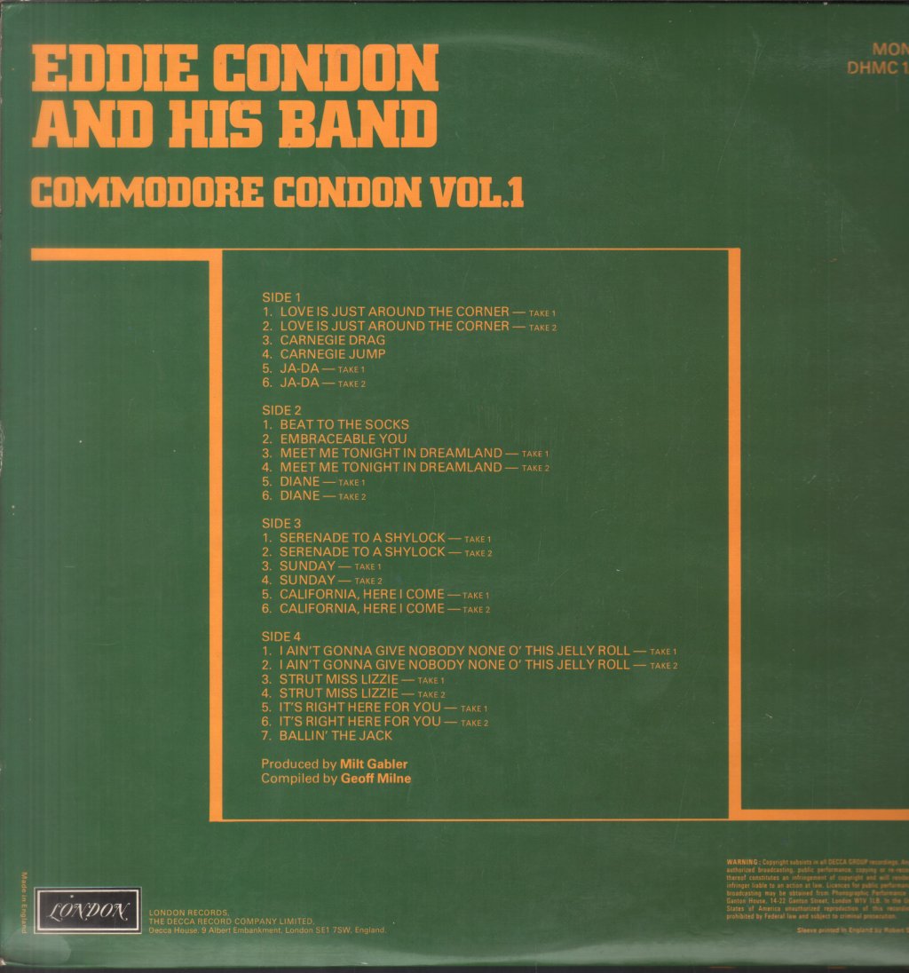 Eddie Condon - Commodore Condon Vol. 1 - Double Lp