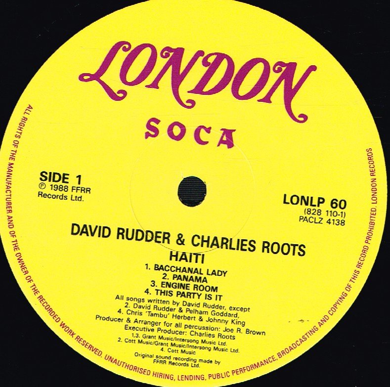 David Rudder And Charlies Roots - Haiti - Lp