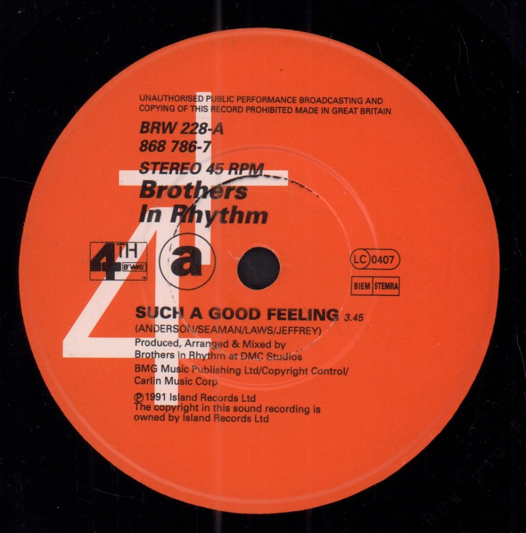 Brothers In Rhythm - Such A Good Feeling - 7 Inch