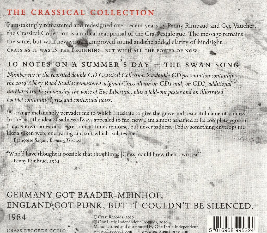 Crass - Ten Notes On A Summer's Day - The Swansong (The Crassical Collection) - Cd