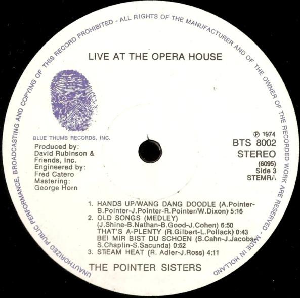 Pointer Sisters - Live At The Opera House - Double Lp