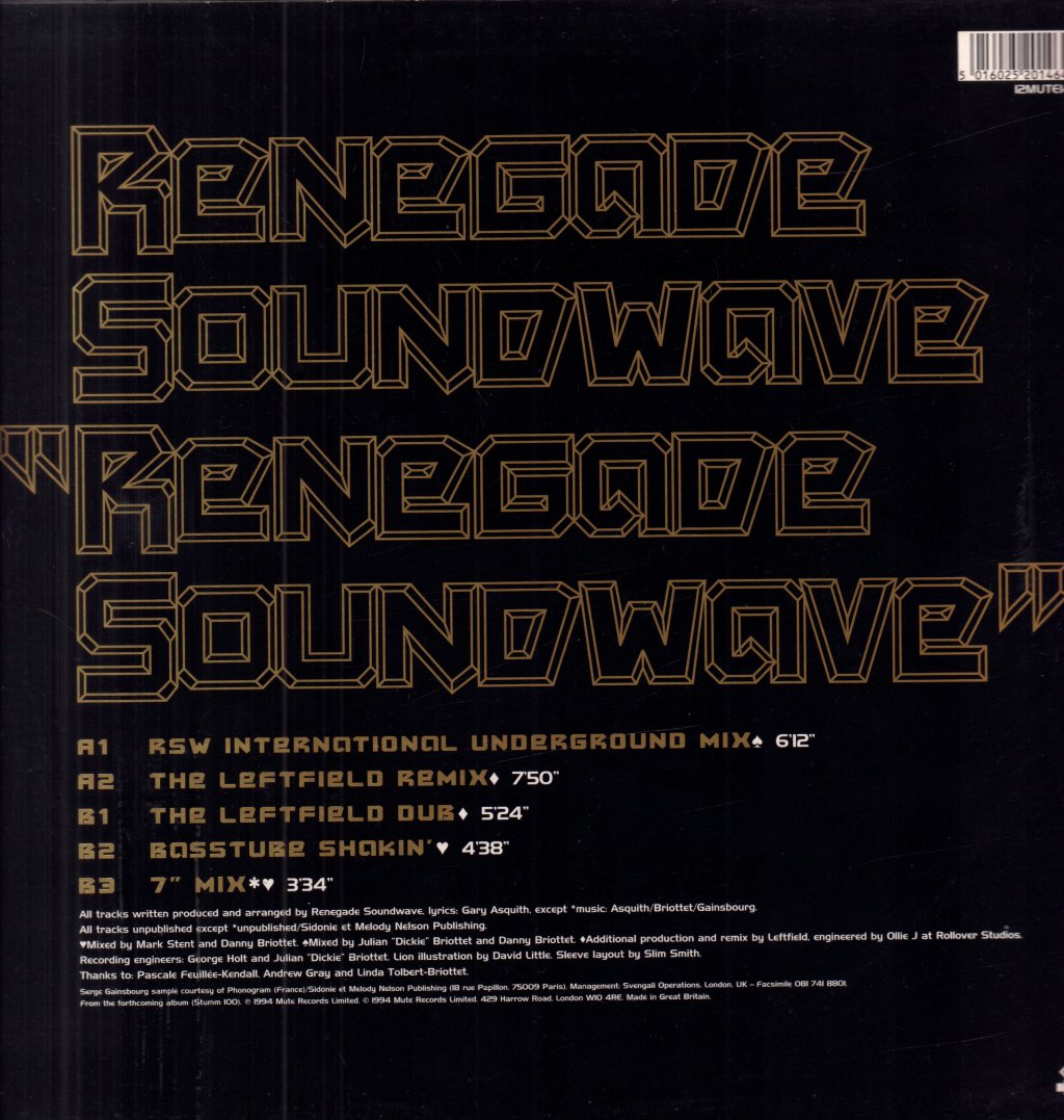 Renegade Soundwave - Renegade Soundwave - 12 Inch