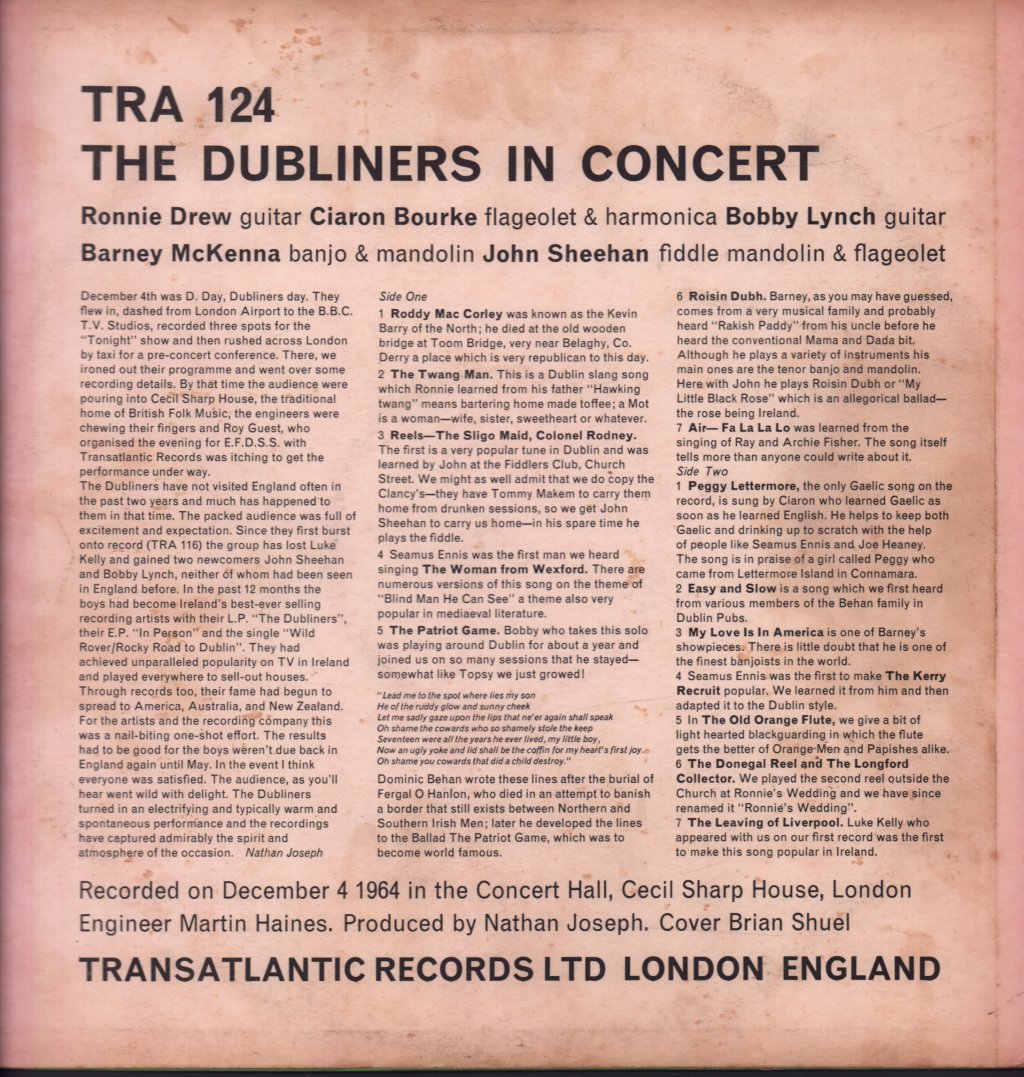 Dubliners - In Concert - Lp