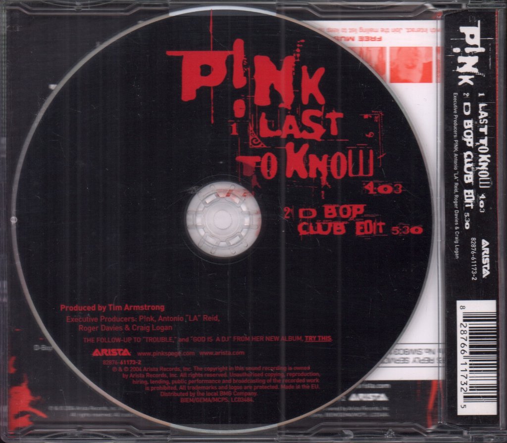 P!nk - Last To Know - Cd