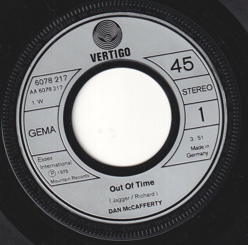 Dan Mccafferty - Out Of Time - 7 Inch