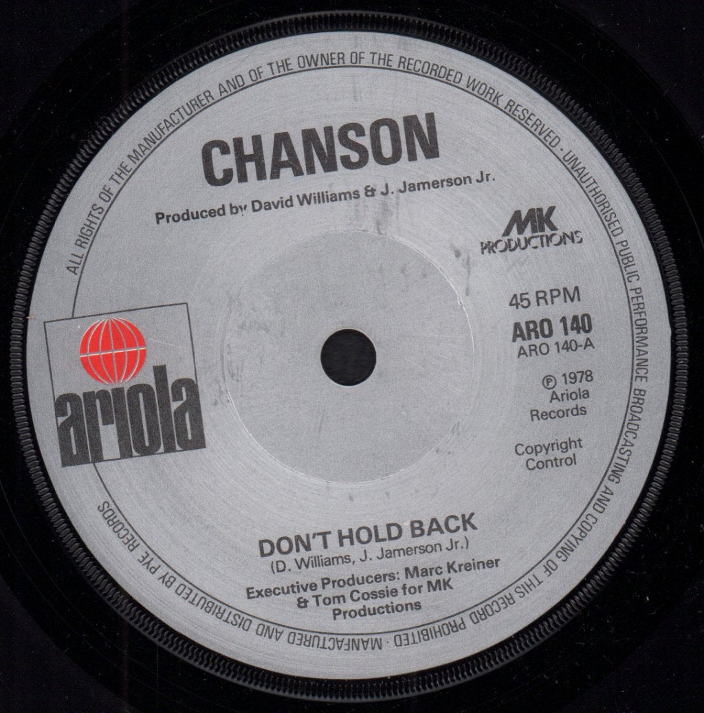 Chanson - Don't Hold Back - 7 Inch
