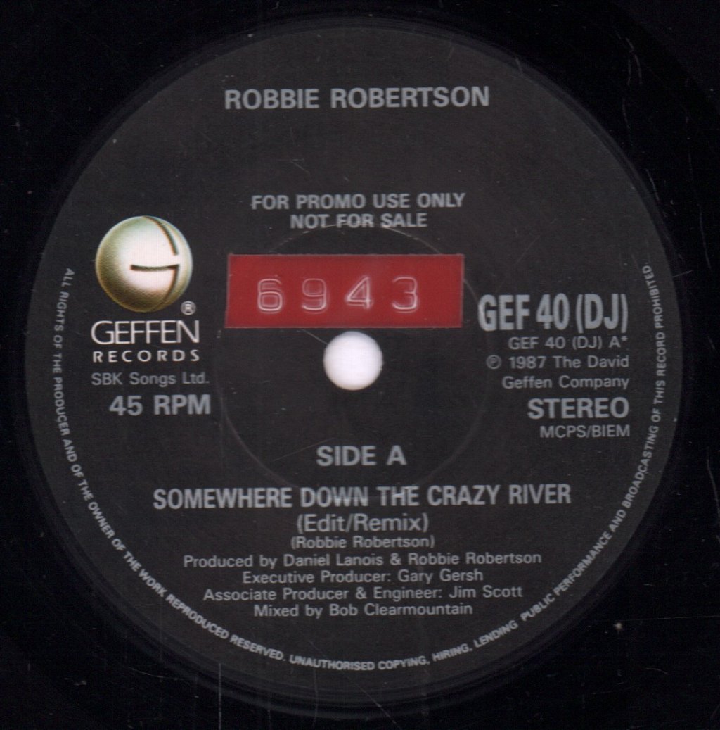 Robbie Robertson - Somewhere Down The Crazy River - 7 Inch