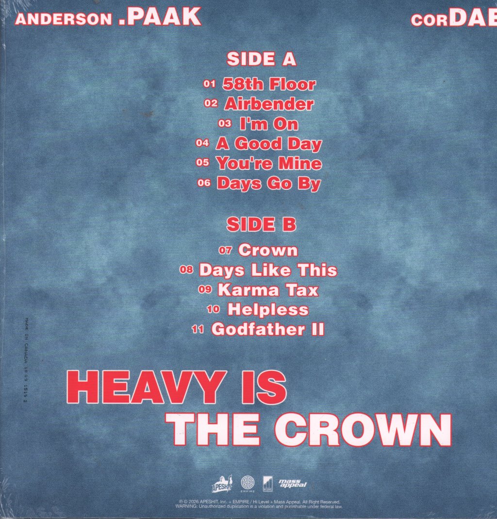 Anderson .Paak & Cordae - Heavy Is The Crown - Lp