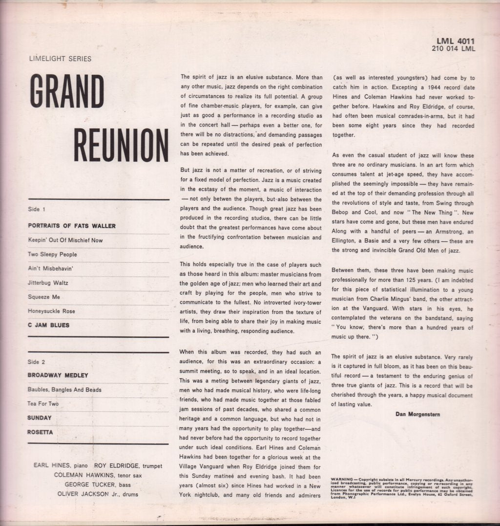 Earl Hines Trio - Grand Reunion - Lp