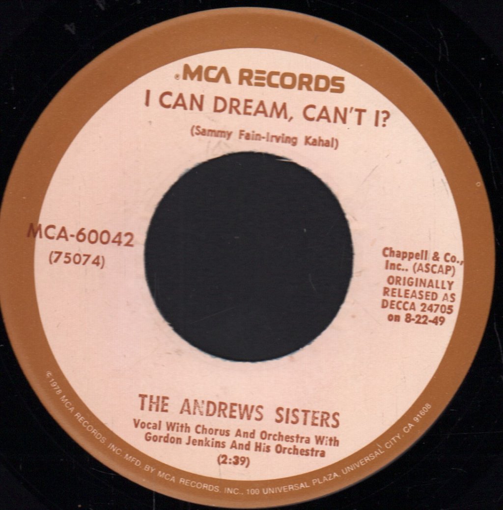 Andrews Sisters - Don't Sit Under The Apple Tree (With Anyone Else But Me) - 7 Inch