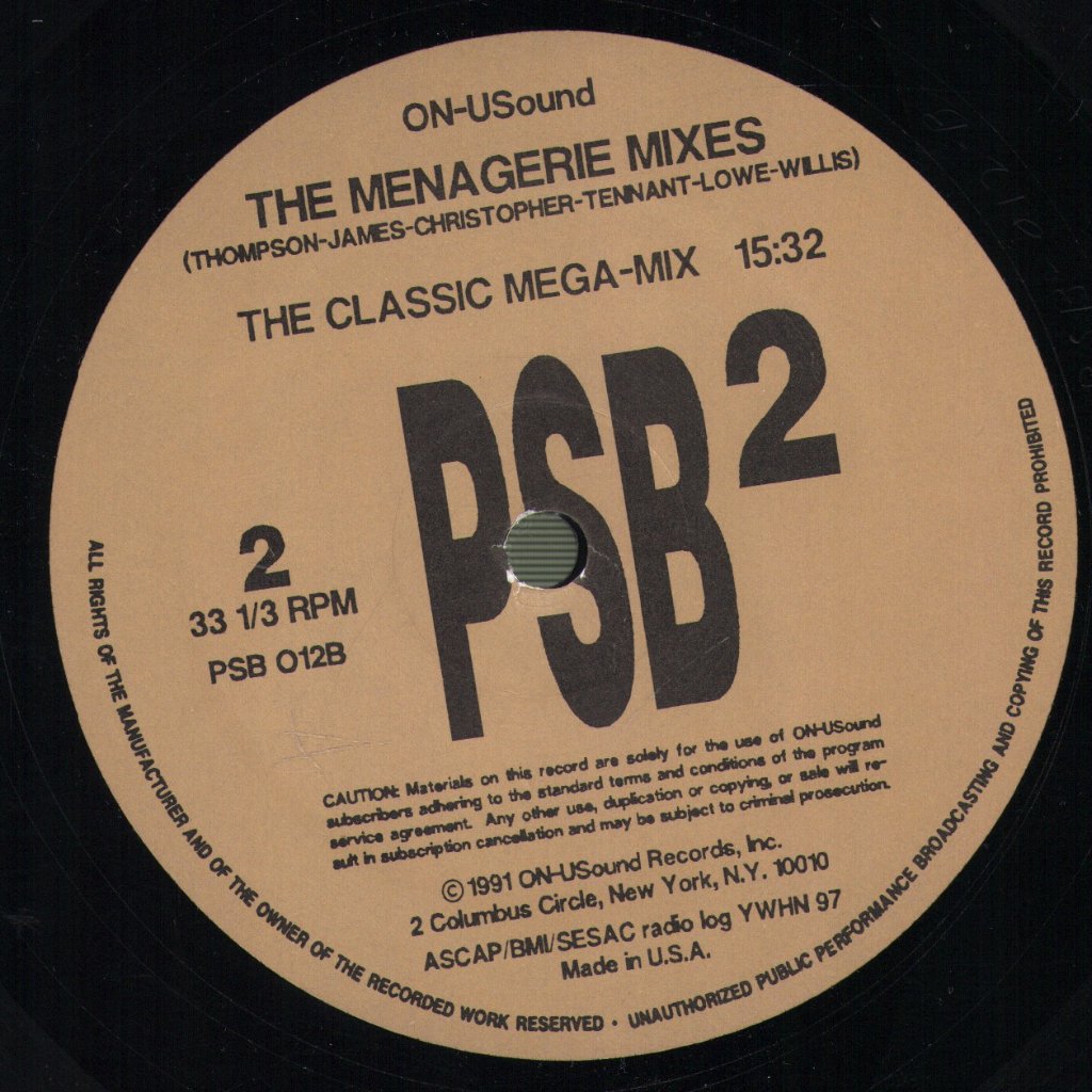 Pet Shop Boys - Menagerie Mixes - 12 Inch