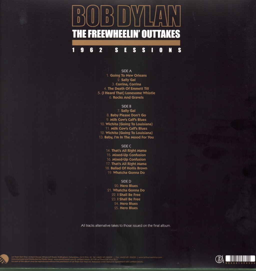 Bob Dylan - Freewheelin' Outtakes 1962 Sessions - Double Lp