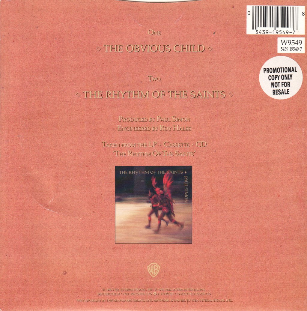 Paul Simon - Obvious Child - 7 Inch