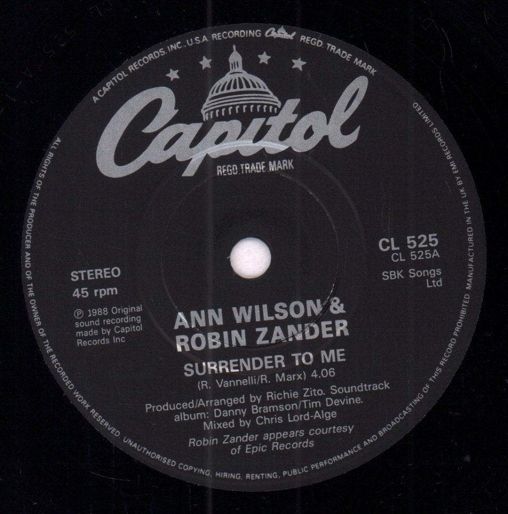 Ann Wilson And Robin Zander/Dave Grusin Featuring Lee R - Surrender To Me - 7 Inch