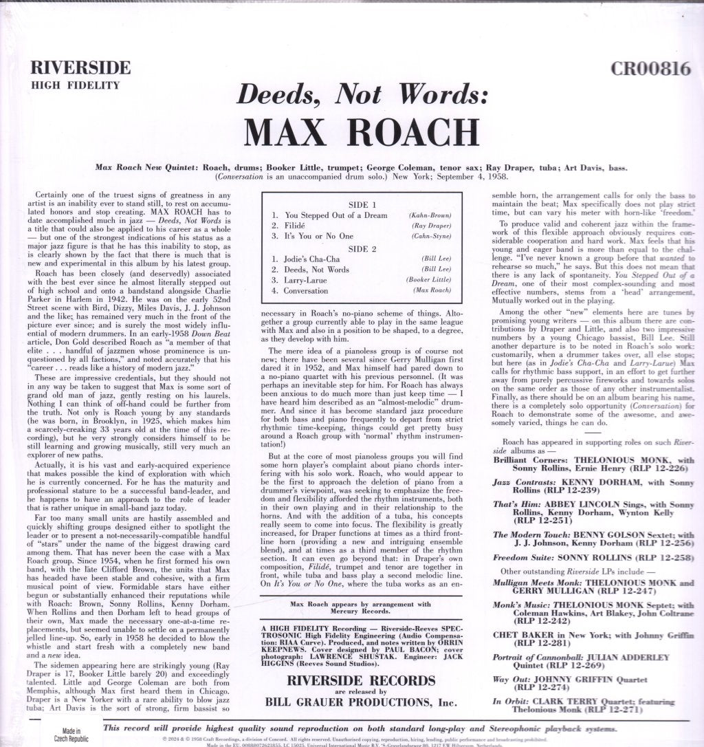 Max Roach - Deeds, Not Words - Lp