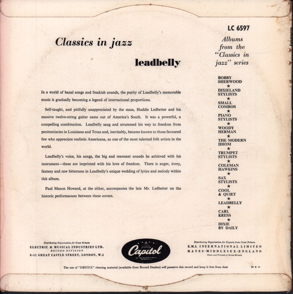 Leadbelly - Classics In Jazz - 10 Inch