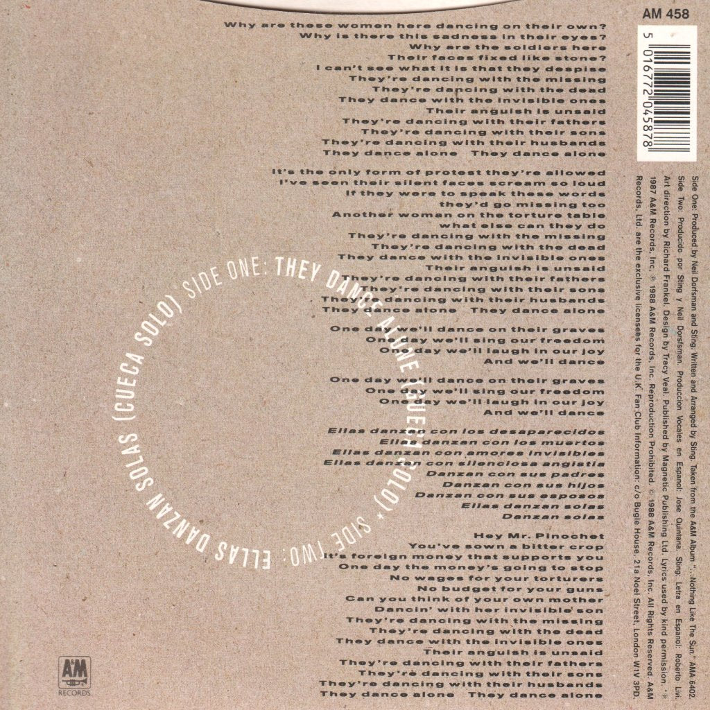 Sting - They Dance Alone - 7 Inch