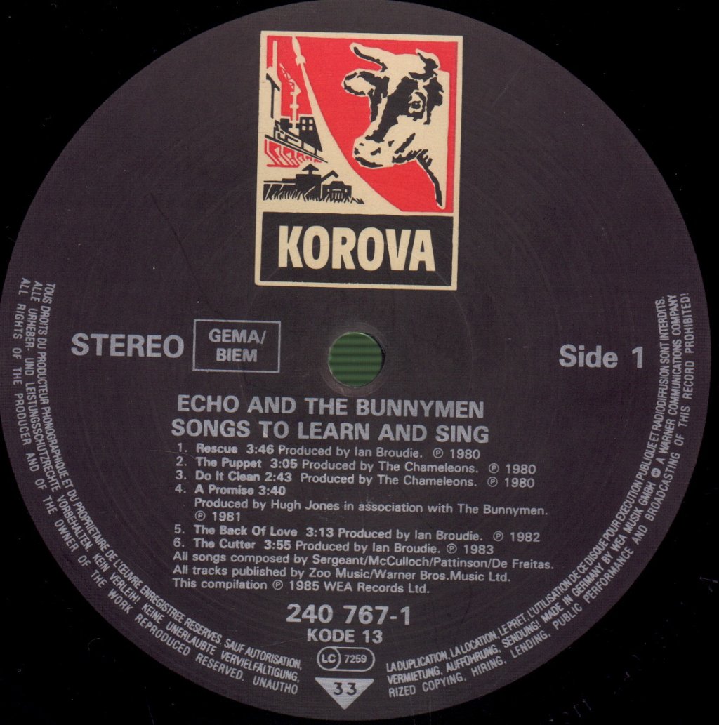 Echo & The Bunnymen - Songs To Learn & Sing - Lp