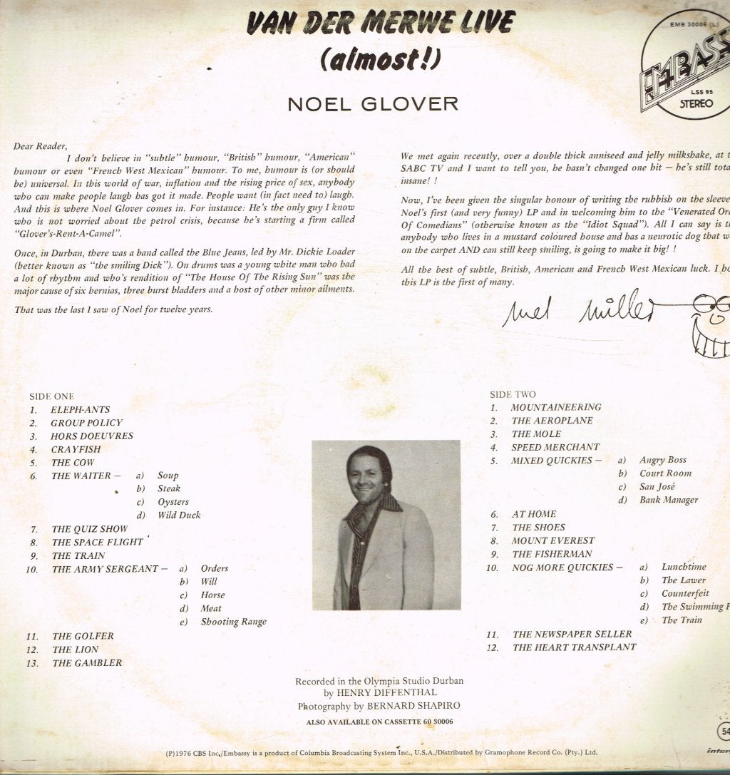 Noel Glover - Van Der Merwe Live - Lp