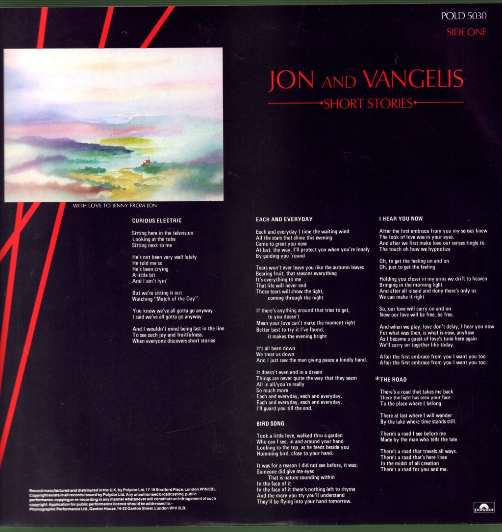 Jon And Vangelis - Short Stories - Lp