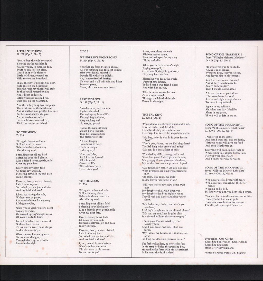 Dietrich Fischer-Dieskau - Franz Schubert - Lieder Nach Texten Von Goethe - Lp