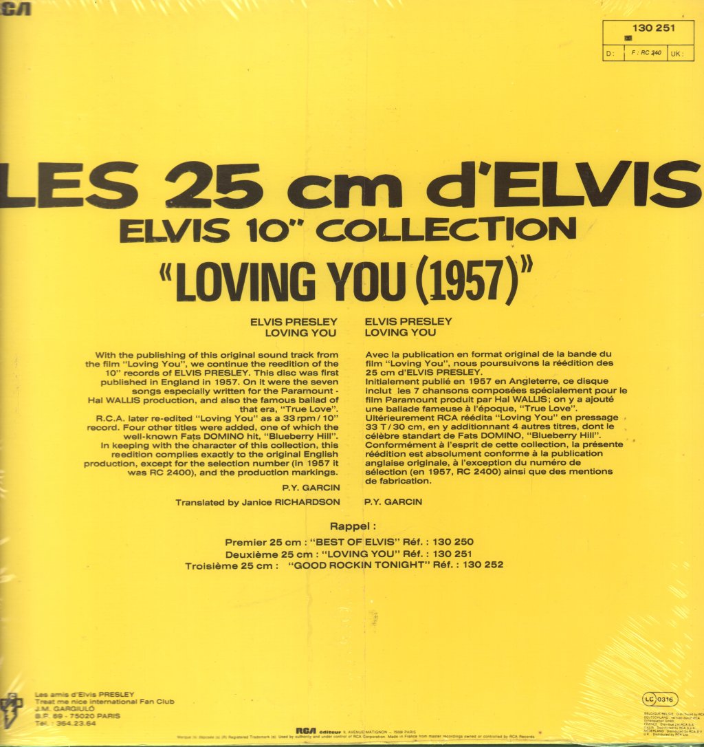 Elvis Presley - Loving You - 10 Inch