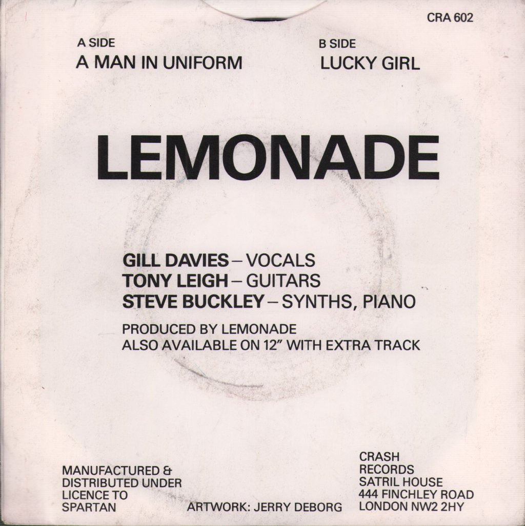 Lemonade (Synth Pop) - A Man In Uniform - 7 Inch