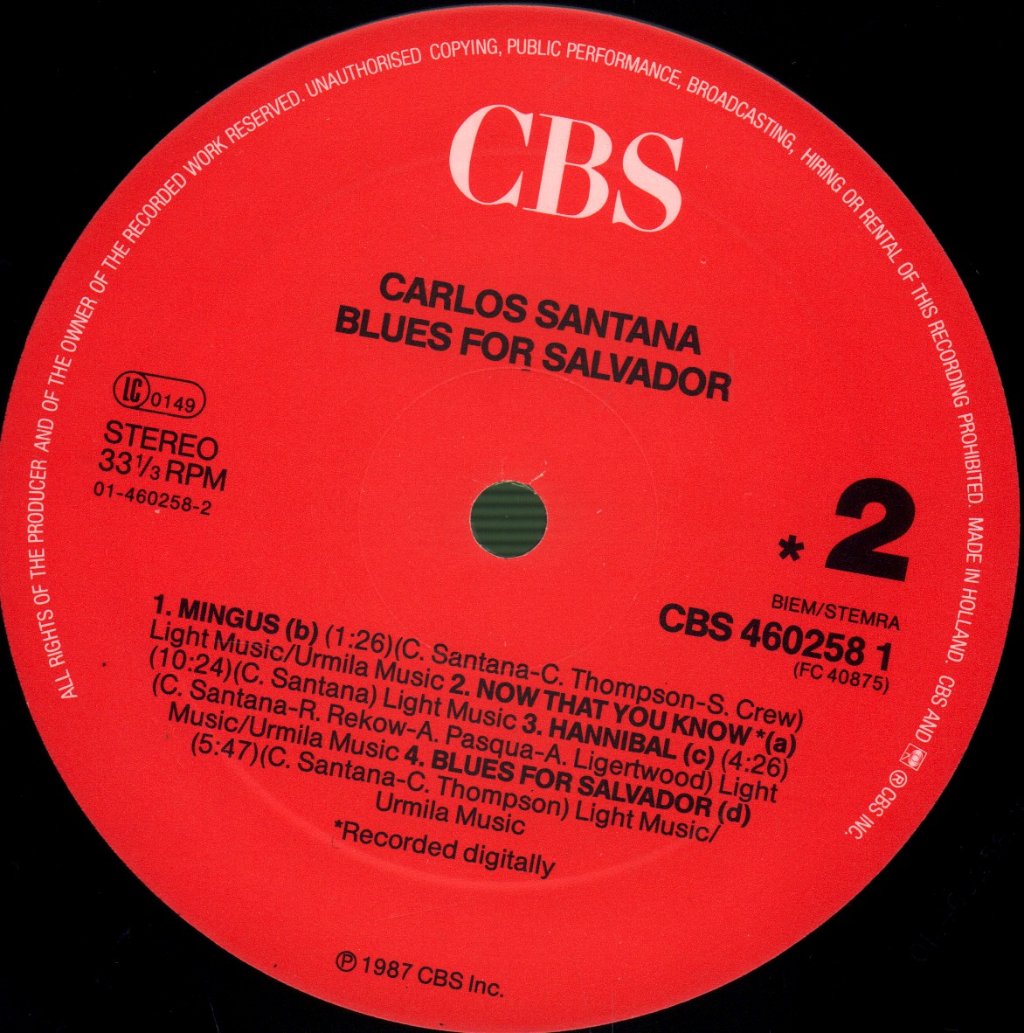 Carlos Santana - Blues For Salvador - Lp
