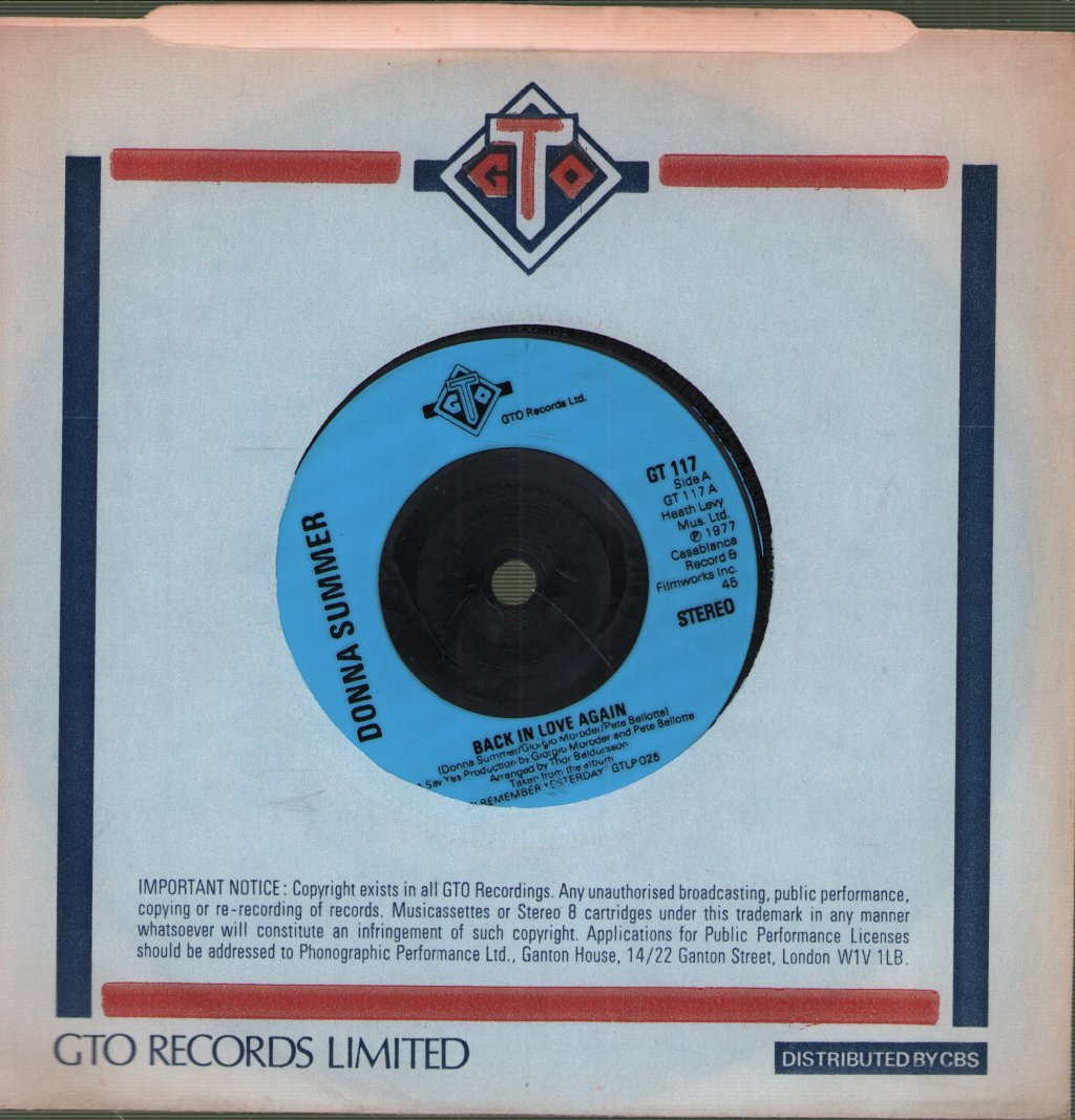 Donna Summer - Back In Love Again - 7 Inch