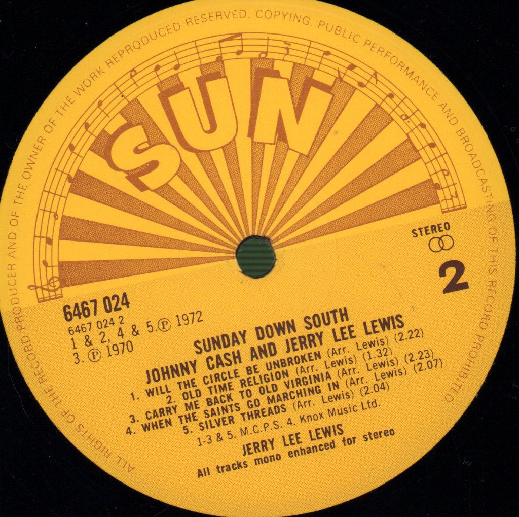 Johnny Cash And Jerry Lee Lewis - Sunday Down South - Lp