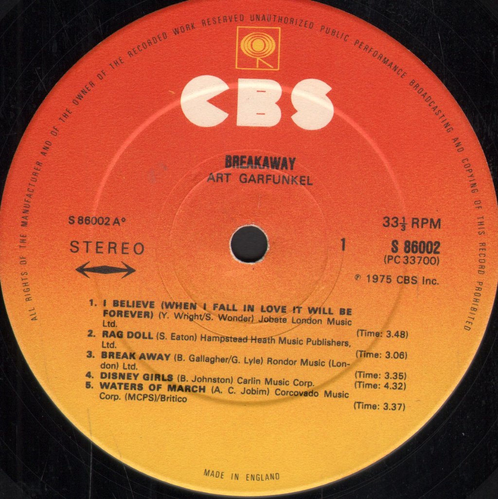 Art Garfunkel - Breakaway - Lp