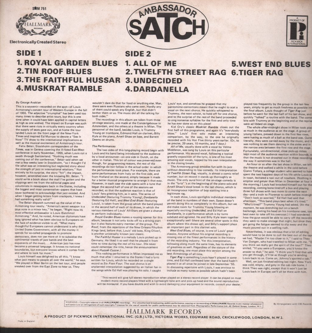 Louis Armstrong And His All-Stars - Ambassador Satch - Lp
