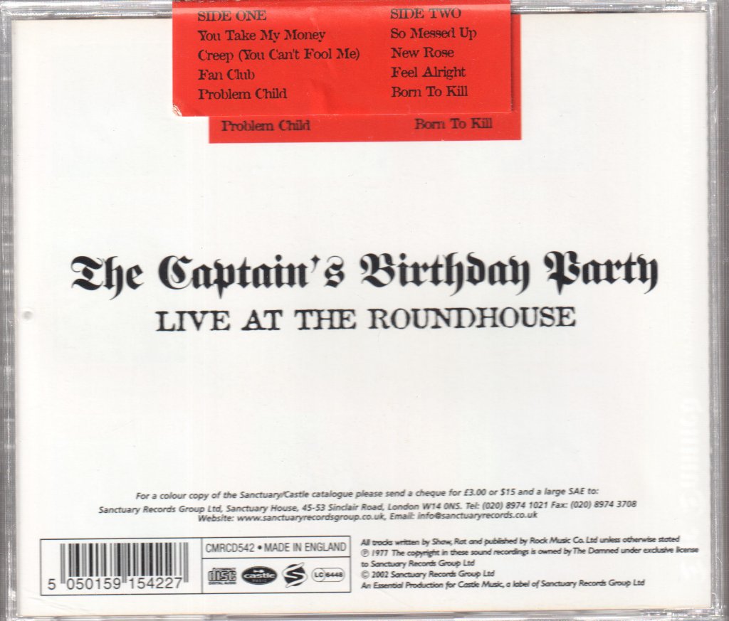 Damned - Captains Birthday Party - Live At The Roundhouse - Cd