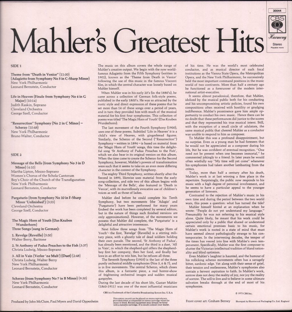 Various Artists - Mahler's Greatest Hits - Lp