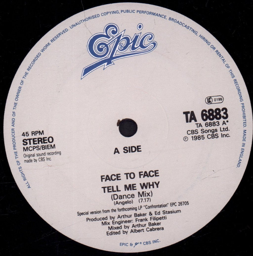 Face To Face (80'S Group) - Tell Me Why - 12 Inch