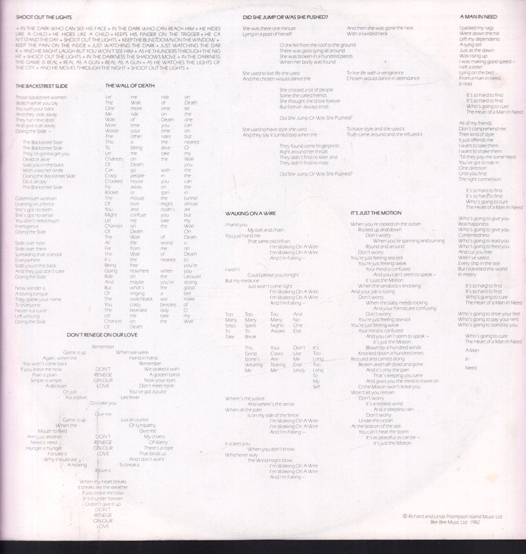 Richard & Linda Thompson - Shoot Out The Lights - Lp