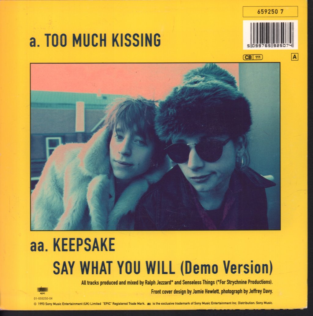 Senseless Things - Too Much Kissing - 7 Inch